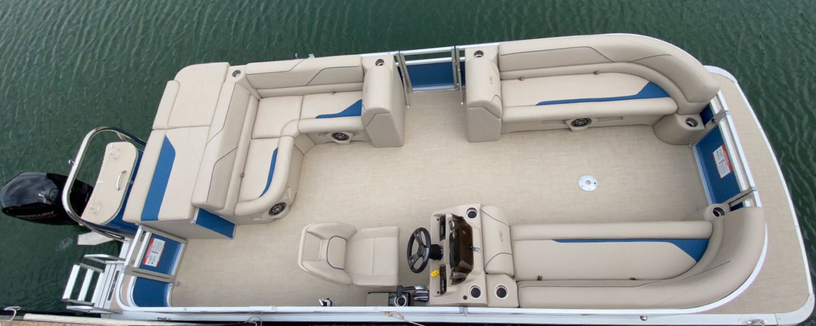 Ski Pontoon typical of the fine late-model boats for rent at Briarcliff Marina Boat Rentals